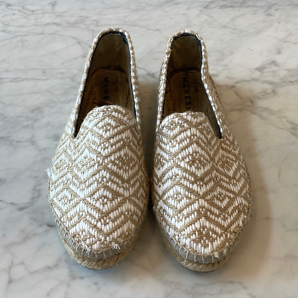 Woven Cream Espadrille Slip-Ons - Women